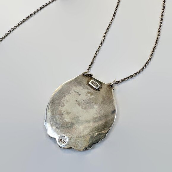 Lady Pendant, Sterling Silver,Art Nouveau Style, Goddess, Vintage, Chain, Woman - Picture 3 of 5